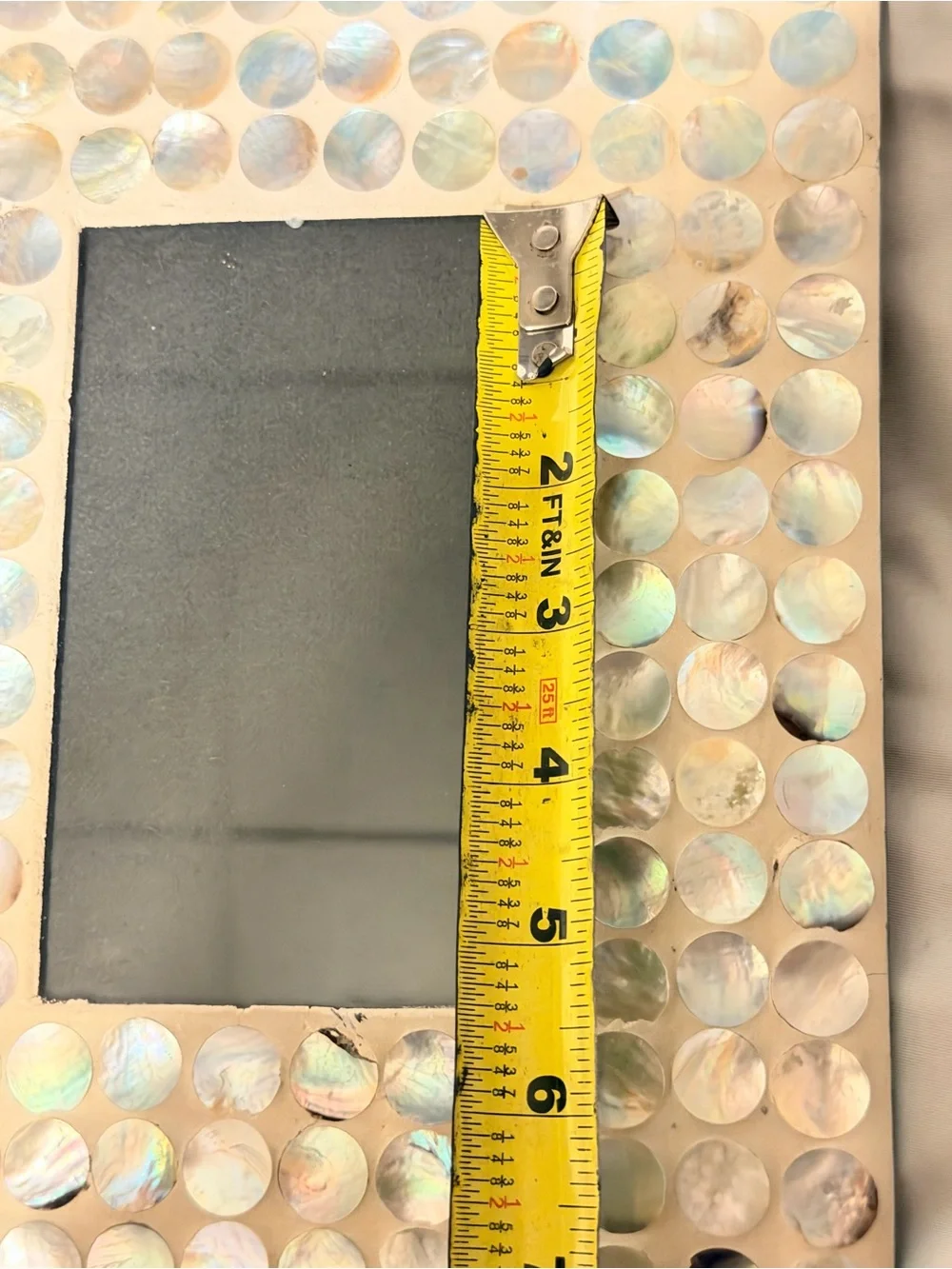 Mother of Pearl Shell Mosaic Picture Frame Coastal Boho Beach Decor